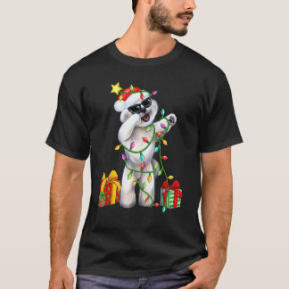 Camiseta Perro Bichon Frise Sombrero de Santa Luces del Árb
