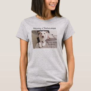 Camiseta Perro Blanco Adorable Con Los Ojos Amorosos Relaja