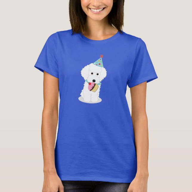 Camiseta Perro blanco del fiesta del caniche (Anverso)