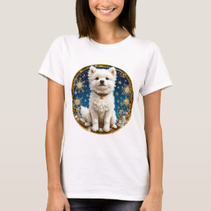 Camiseta perro blanco esponjoso