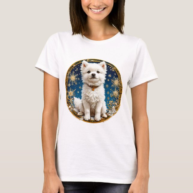 Camiseta perro blanco esponjoso (Anverso)