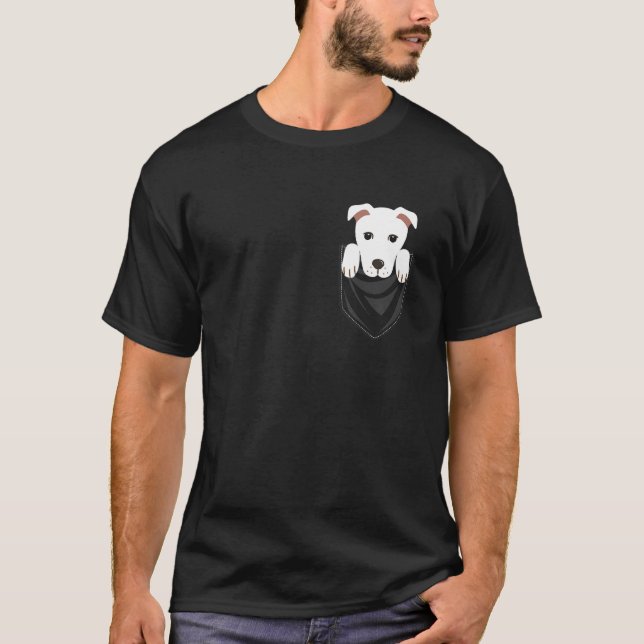 Camiseta Perro blanco gráfico de bolsillo (Anverso)