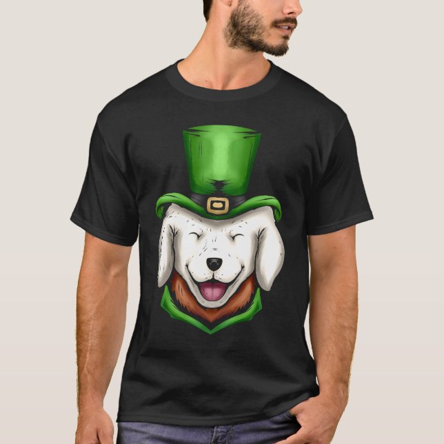Camiseta Perro blanco lindo recuperador de oro Gorra verde  (Anverso)