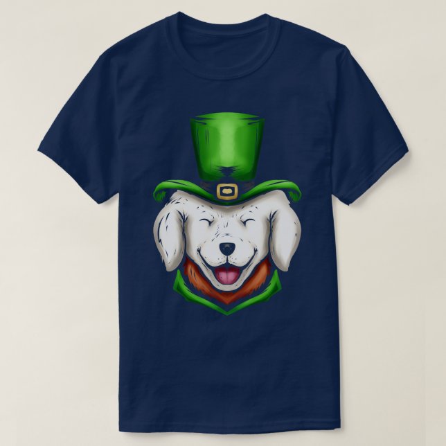 Camiseta Perro blanco lindo recuperador de oro Gorra verde  (Diseño del anverso)