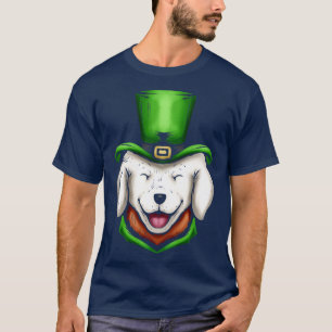 Camiseta Perro blanco lindo recuperador de oro Gorra verde 