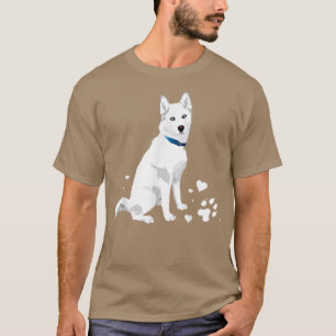 Camiseta Perro blanco lindo Siberian Huskydulce blanco Niev