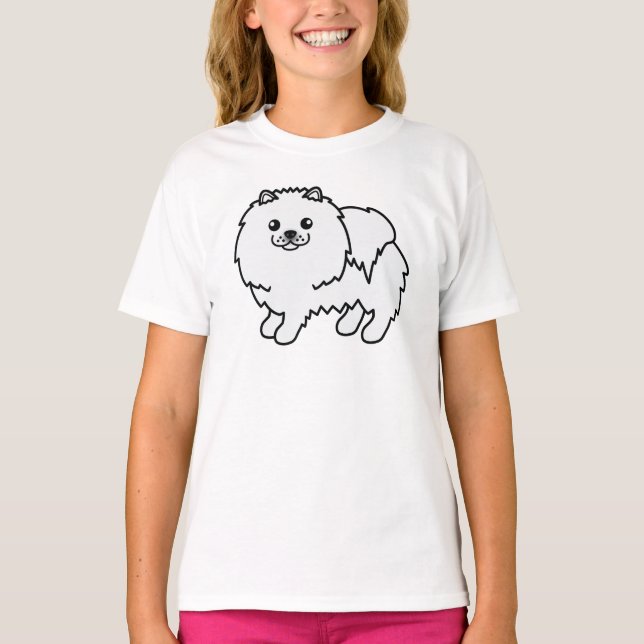 Camiseta Perro blanco panomerano de dibujos animados (Anverso)