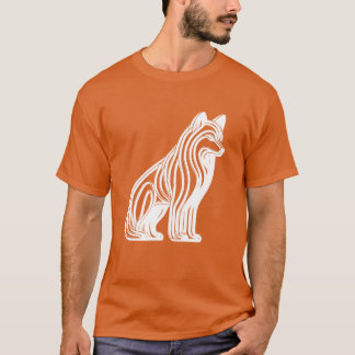 Camiseta perro blanco rayado vintage de perro sentado blanc