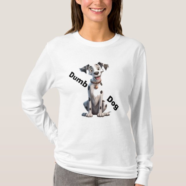 Camiseta Perro blanco y negro, "perro pardo" de ojos grande (Anverso)