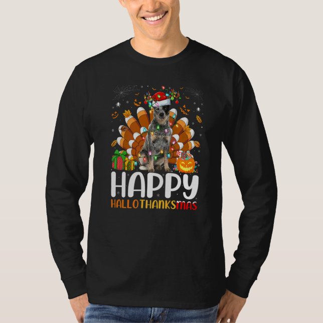 Camiseta Perro Blue Heeler Halloween Navidad Feliz Hallotha (Anverso)