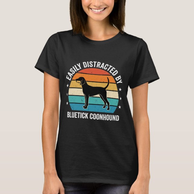 Camiseta Perro Bluetick Coonhound Atardecer Retro (Anverso)