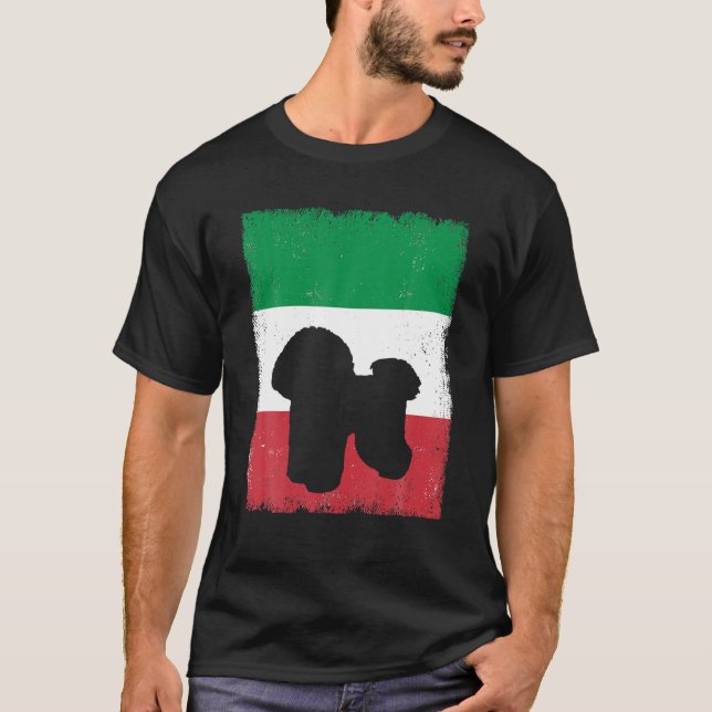 Camiseta Perro boloñés Italia Bandera Madre italiana papá (Anverso)