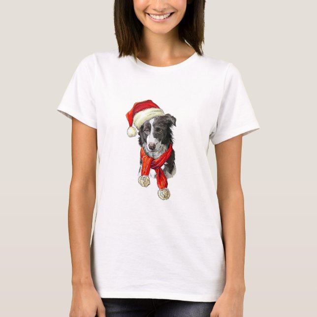 Camiseta perro Border Collie de Navidad (Anverso)