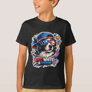 Camiseta Perro border collie divertido rojo blanco y ladrid