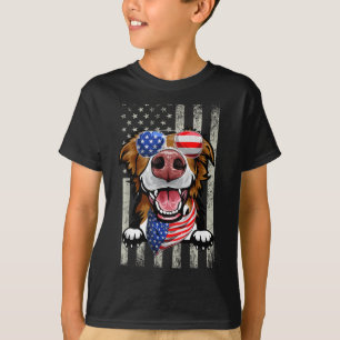 Camiseta Perro Border Collie Retro Vintage 4 De Julio