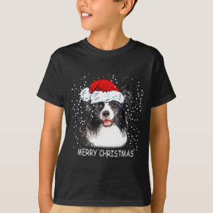Camiseta Perro Border Collie Santa Luces de Navidad Xmas Ni