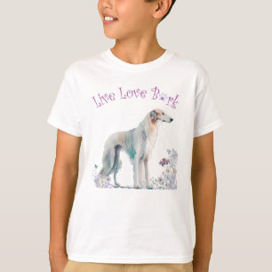 Camiseta Perro Borzoi Floral Adorable