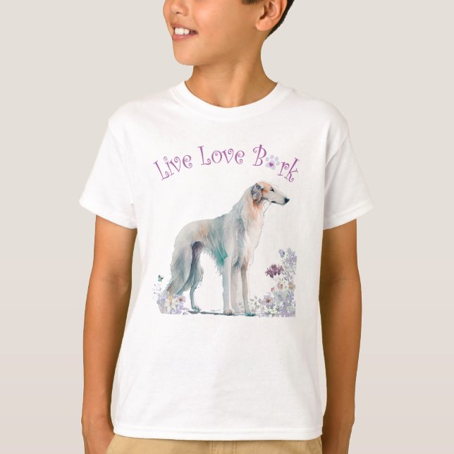 Camiseta Perro Borzoi Floral Adorable (Anverso)
