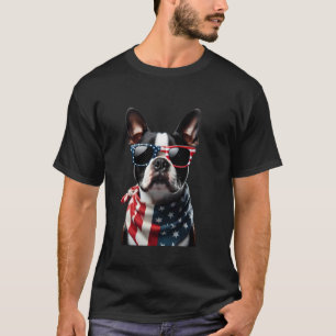 Camiseta Perro Boston Terrier Americano 4 De Julio Día De L