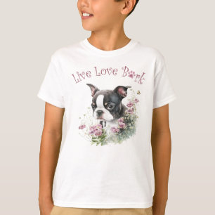 Camiseta Perro Boston Terrier Floral Adorable