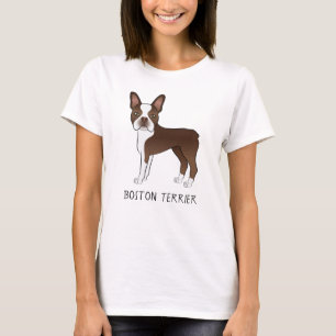 Camiseta Perro Boston Terrier marrón y blanco con texto