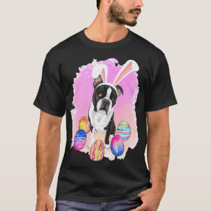Camiseta Perro Boston Terrier Pascua Conejito de Pascua Lin