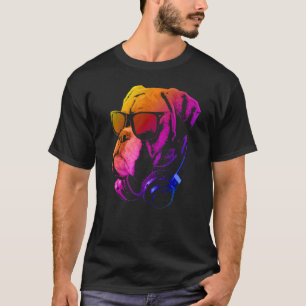 Camiseta Perro Boxeador Con Gafas De Sol Y Auriculares