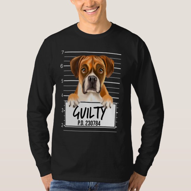 Camiseta Perro Boxeador Culpable Mugshot (Anverso)