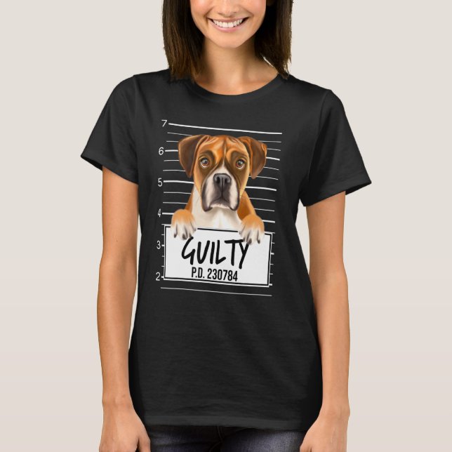 Camiseta Perro Boxeador Foto Policía Culpable (Anverso)