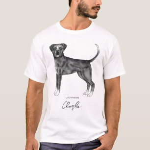 Camiseta Perro Boxer Alemán en Blanco y Negro con Texto Per