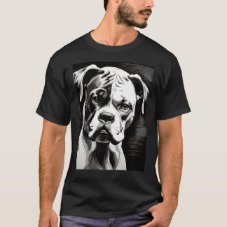 Camiseta Perro Boxer (Arte Pop Blanco Negro)