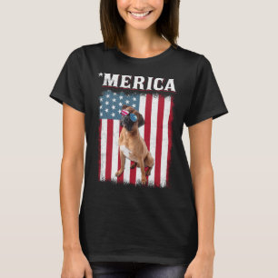 Camiseta Perro Boxer Bandera Americana Perro 4 De Julio