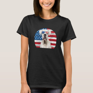 Camiseta Perro Boxer Blanco Bandera Patriótica Estadouniden
