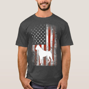 Camiseta Perro Boxer Blanco Bandera Patriótica Norteamerica