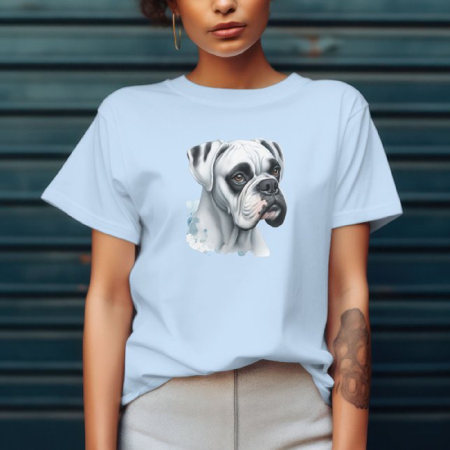 Camiseta Perro Boxer Blanco en Acuarela (Subido por el creador)