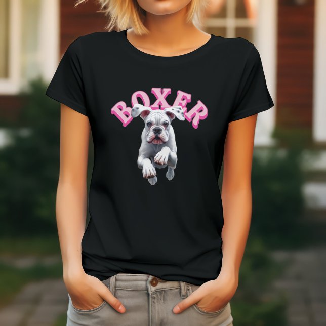 Camiseta Perro Boxer Blanco Juguetón (Subido por el creador)