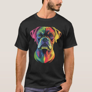 Camiseta Perro Boxer Colorido Cara de Cachorro Lindo Hombre