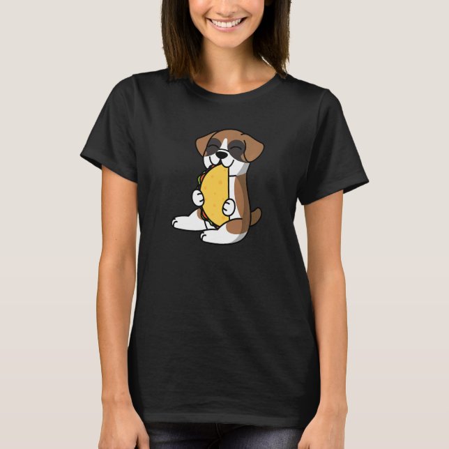 Camiseta Perro Boxer comiendo un perro taco (Anverso)
