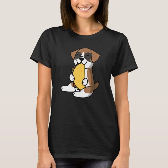 Camiseta Perro Boxer Comiendo Un Perro Taco (Anverso)