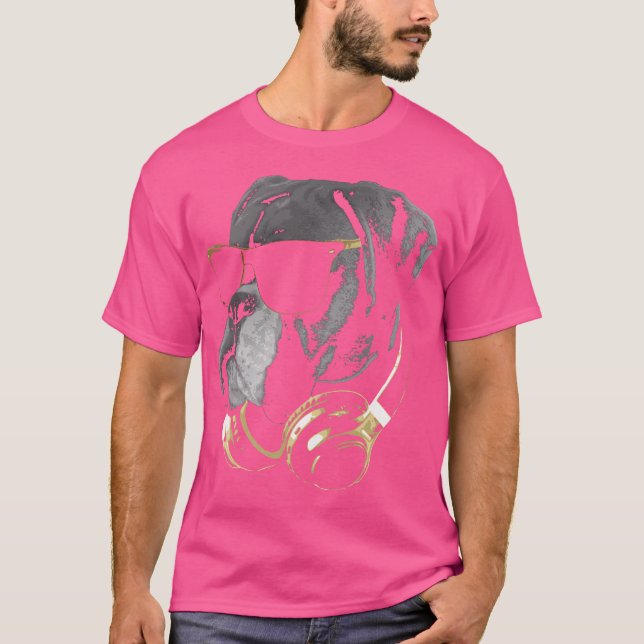 Camiseta Perro Boxer Con Gafas De Sol Y Auriculares (Anverso)