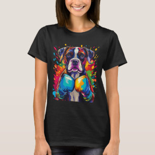 Camiseta Perro Boxer Con Guantes De Boxeo Explosión De Colo