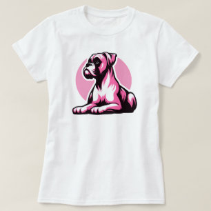 Camiseta Perro Boxer de Rosa