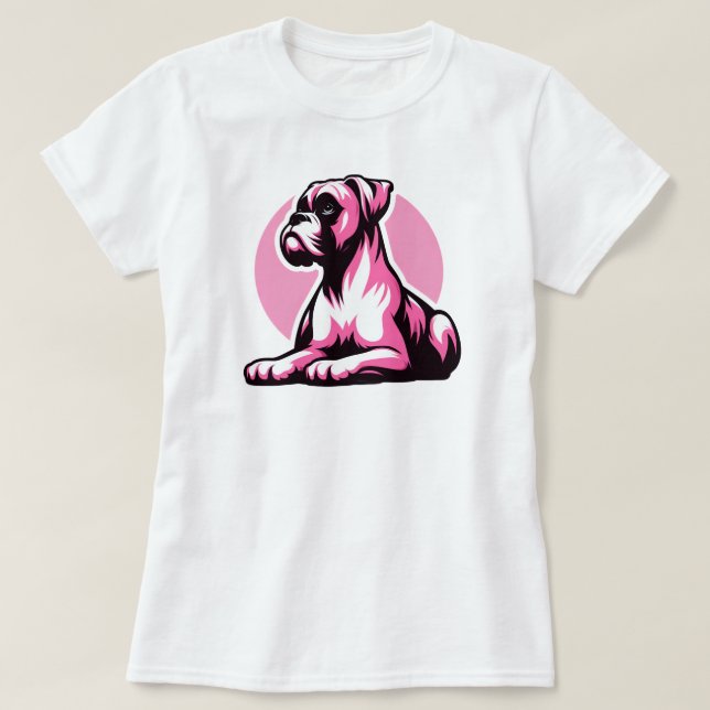Camiseta Perro Boxer de Rosa (Diseño del anverso)