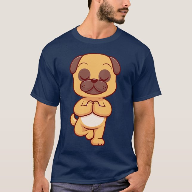 Camiseta Perro Boxer Divertido Postura de Yoga Humor de Mas (Anverso)
