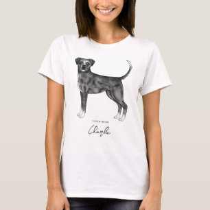 Camiseta Perro Boxer En Blanco Y Negro Amo A Mi Boxer & Nom