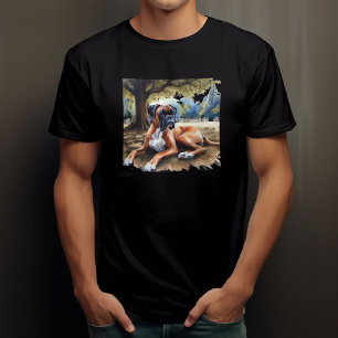 Camiseta Perro boxer en la sombra Arte Acuarela