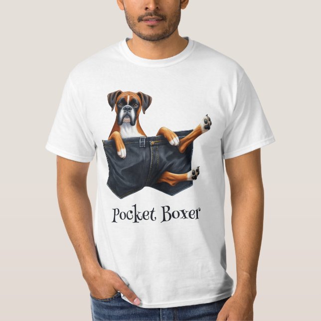 Camiseta Perro Boxer En Un Bolsillo (Anverso)