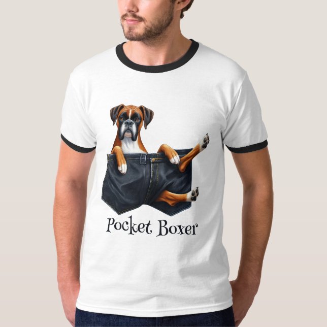 Camiseta Perro Boxer En Un Bolsillo (Anverso)