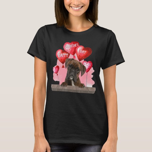 Camiseta Perro Boxer Feliz Día de San Valentín Mascota Perr (Anverso)