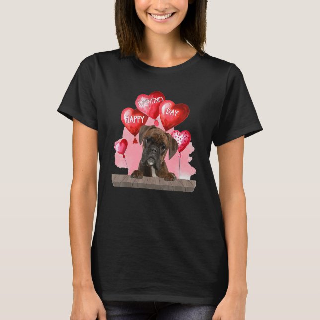 Camiseta Perro Boxer Feliz Día de San Valentín Mascota Perr (Anverso)